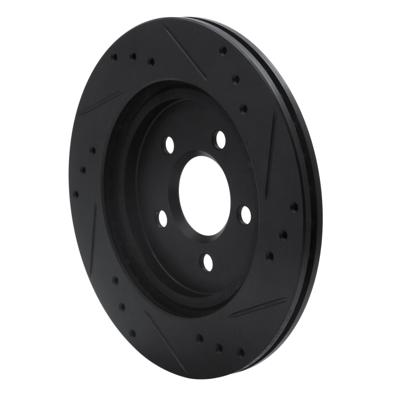 Ford Thunderbird Brake Rotor (1) - Rear Left - R1 Concepts - Drilled & Slotted - Black - `00-`06